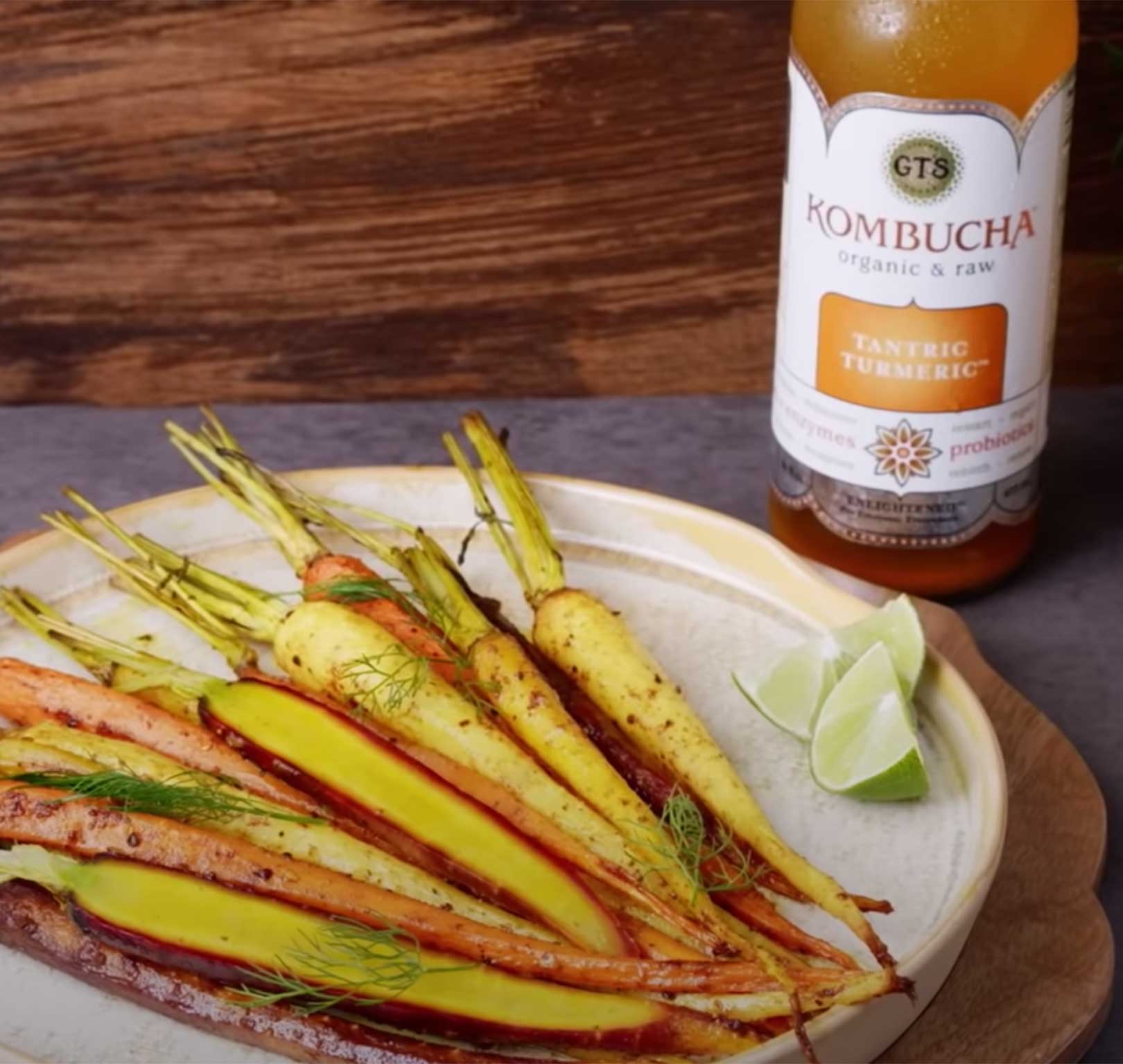 Turmeric Kombucha Rainbow Roasted Carrots