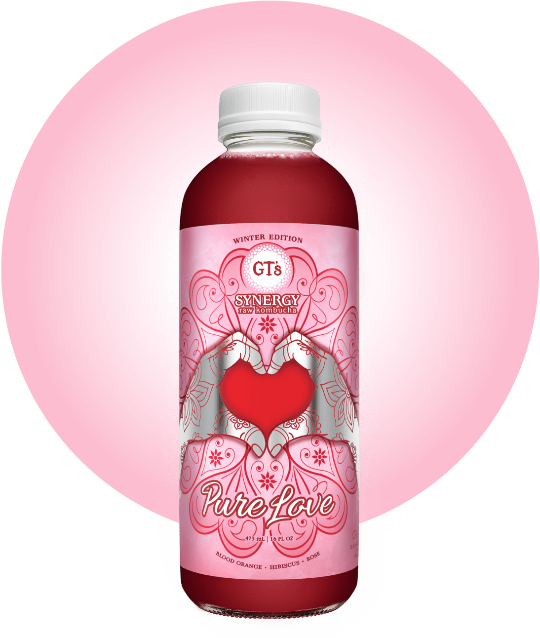 GT's SYNERGY Raw Kombucha Pure Love Bottle