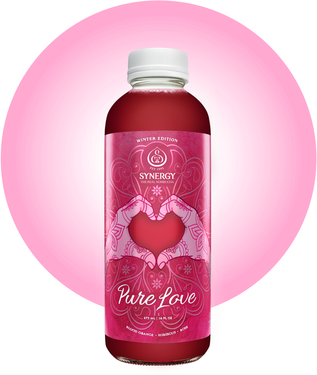 GT's SYNERGY Raw Kombucha Pure Love Bottle